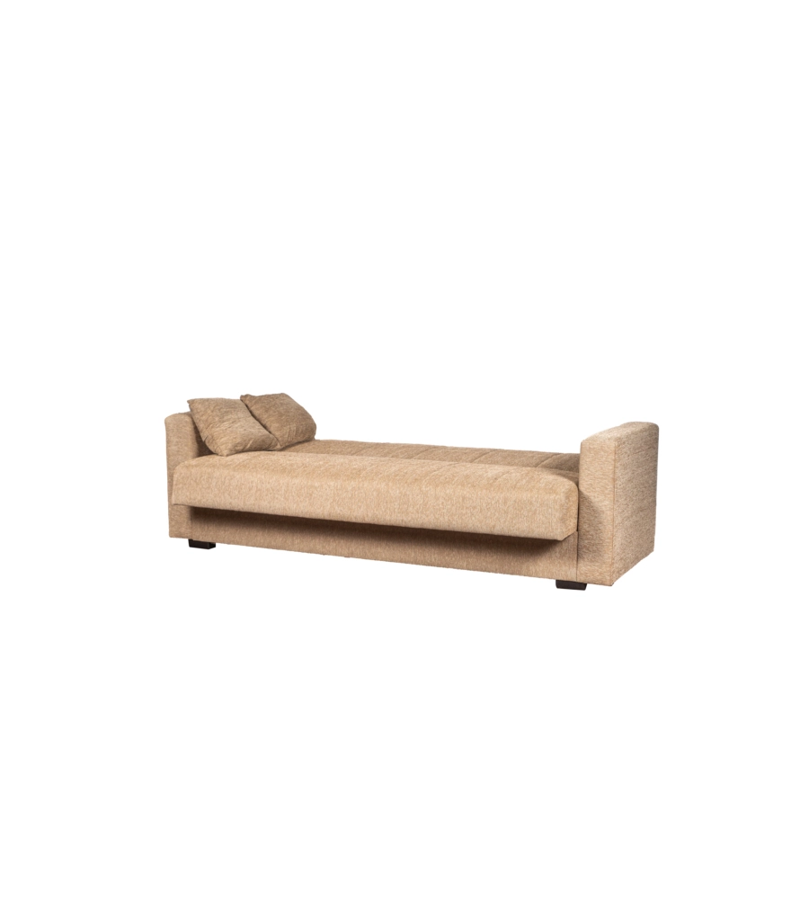 Divano letto "nora" 3 posti tessuto beige, 212x80x87 cm